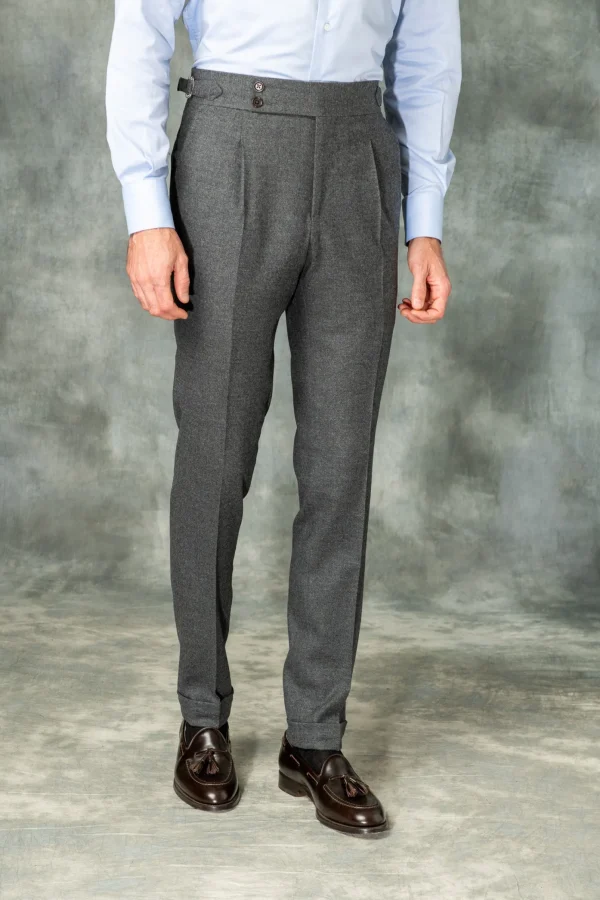 Anthracite flannel Soragna trousers - Made in Italy
