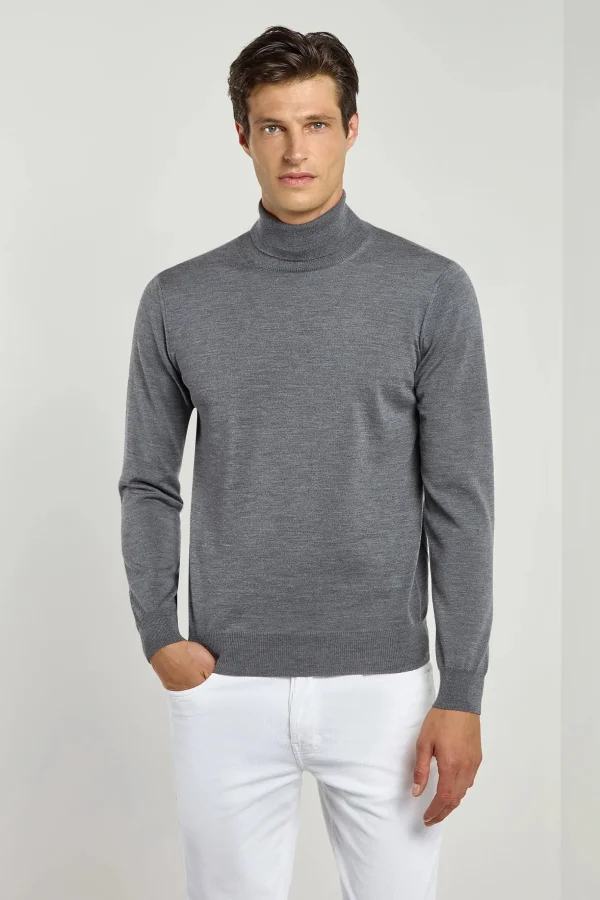 Anthracite Merino Turtleneck – Made in Italy