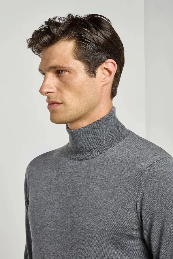 Anthracite Merino Turtleneck – Made in Italy