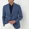 Avio blue houndstooth jacket - Made in Italy