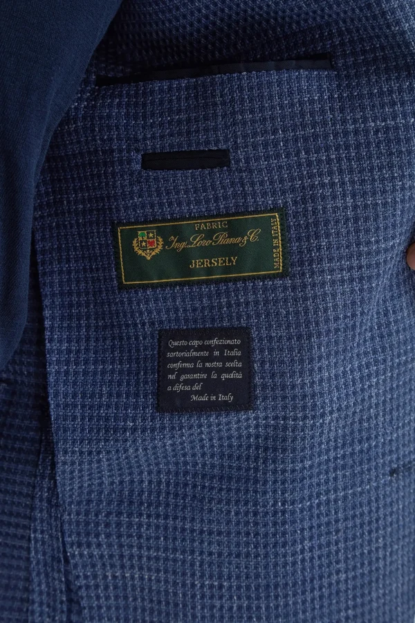 Avio blue houndstooth jacket - Made in Italy