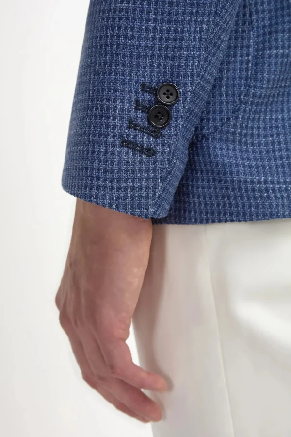 Avio blue houndstooth jacket - Made in Italy