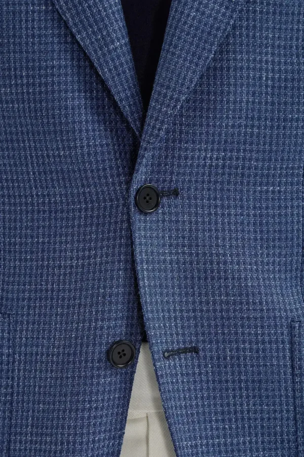 Avio blue houndstooth jacket - Made in Italy
