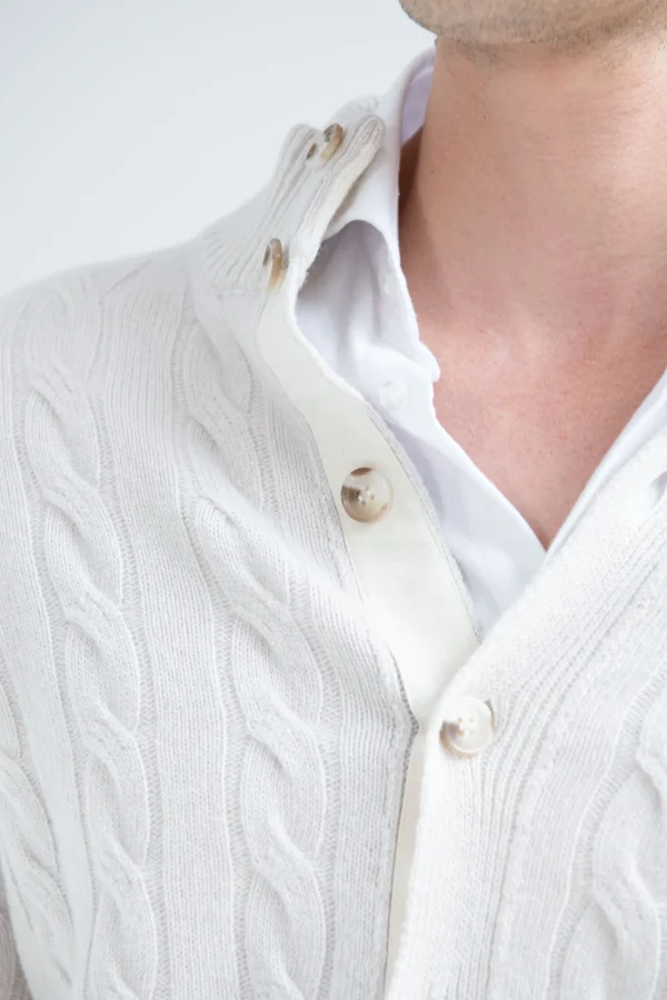 Beige cable knit cardigan – Made in Italy