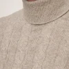 Beige cable knit turtleneck – Made in Italy