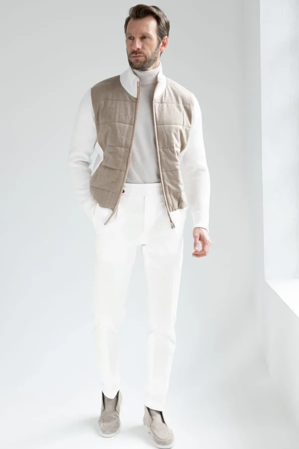 Beige cardigan - flannel & knitted wool - Made in Italy