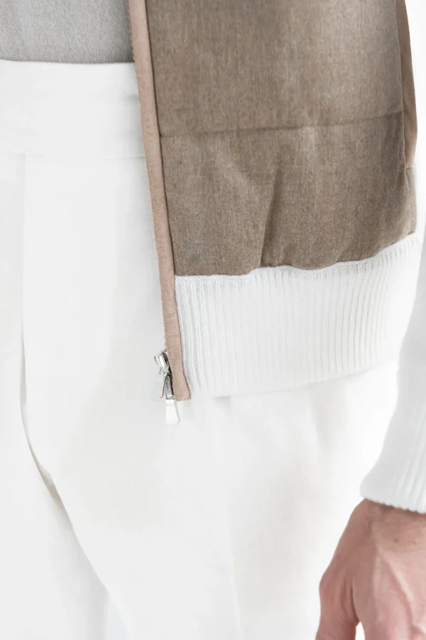 Beige cardigan - flannel & knitted wool - Made in Italy