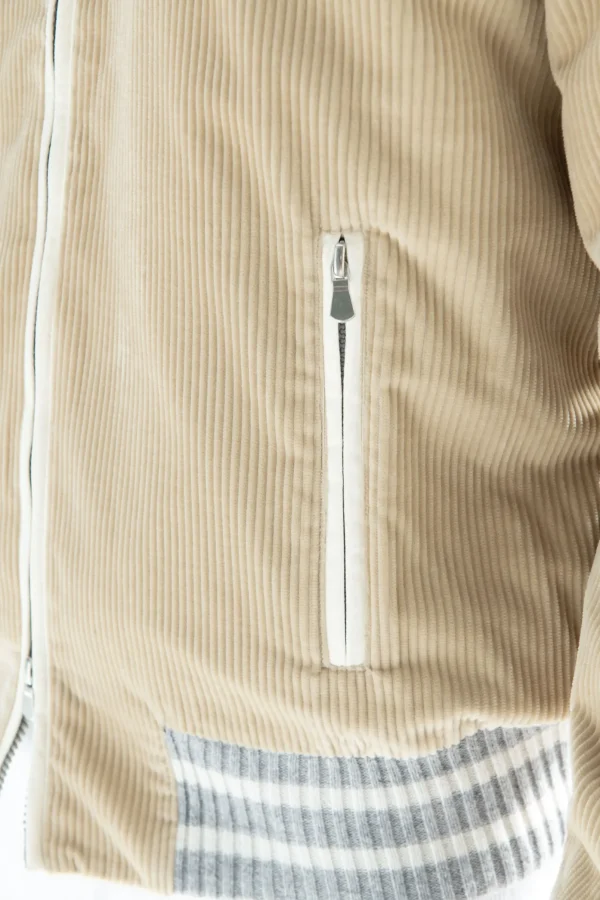 Beige corduroy college bomber - Made in Italy