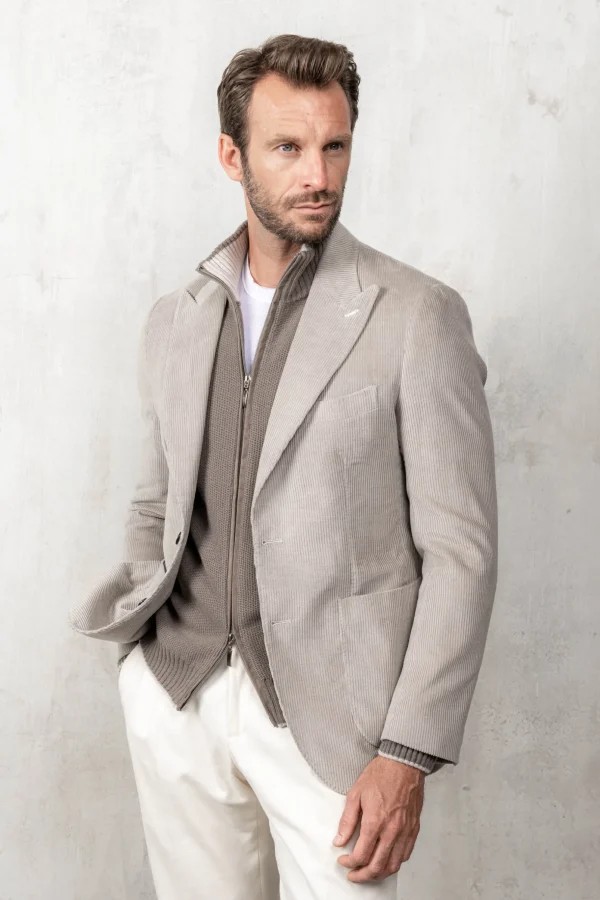 Beige corduroy jacket "Soragna Collection" - Made in Italy