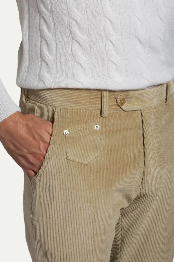 Beige corduroy Sirmione trousers - Made in Italy