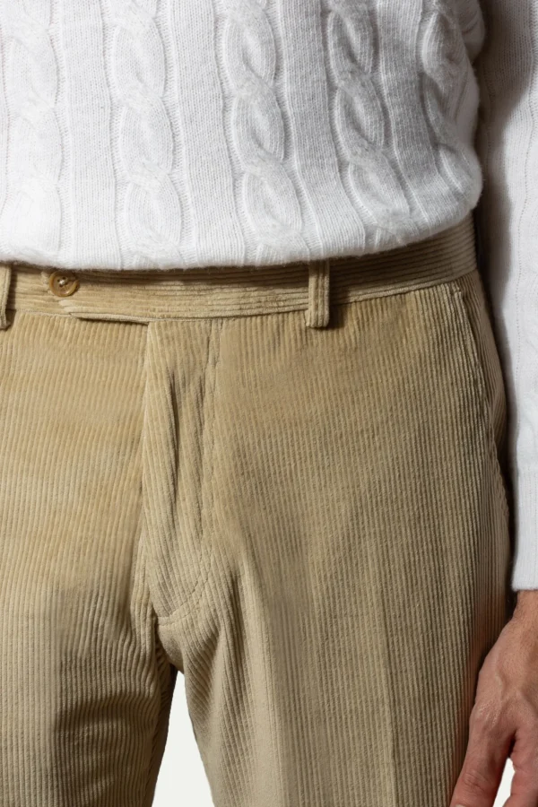 Beige corduroy Sirmione trousers - Made in Italy