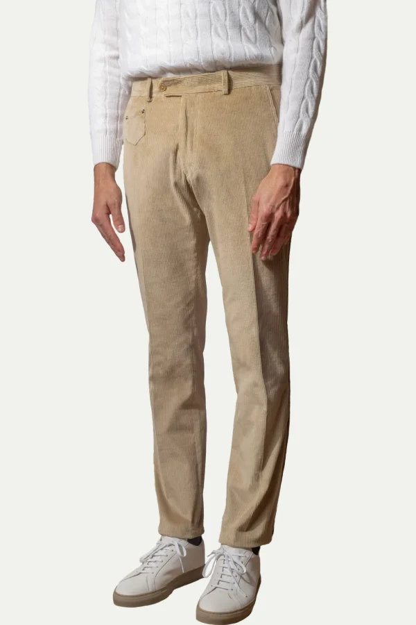 Beige corduroy Sirmione trousers - Made in Italy