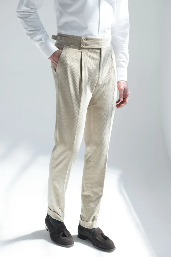 Beige corduroy trousers "Soragna Capsule Collection" - Made in Italy