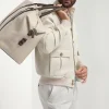 Beige cotton and silk bomber - Made in Italy