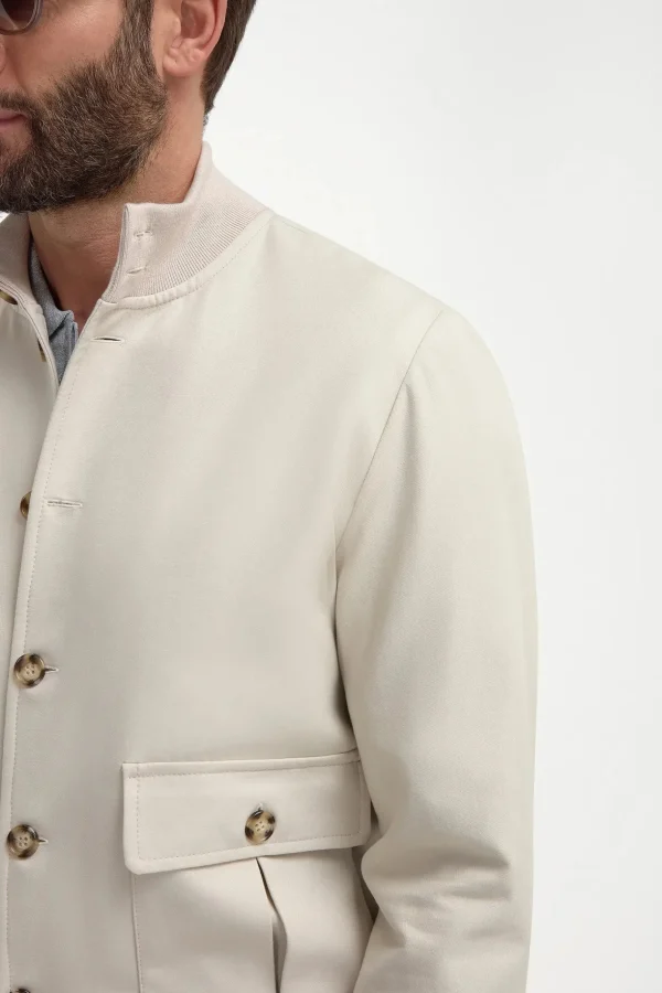 Beige cotton and silk bomber - Made in Italy