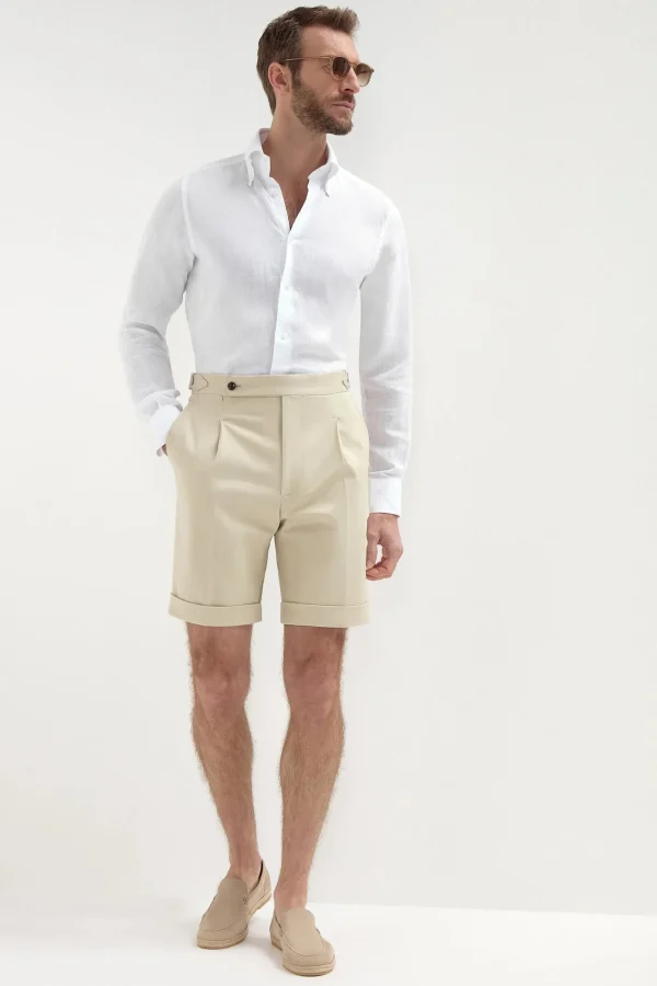 Beige cotton shorts - Made in Italy