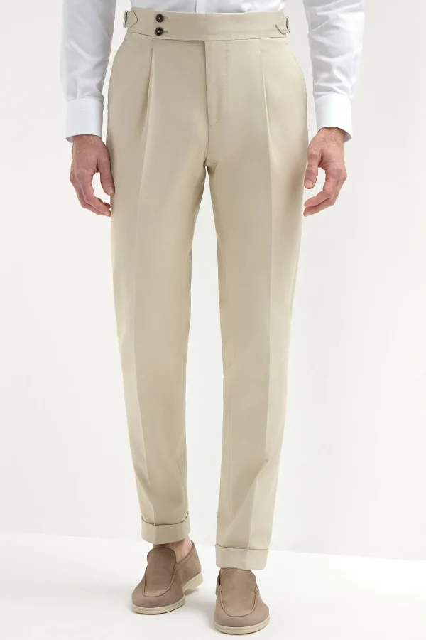Beige cotton Soragna trousers - Made in Italy