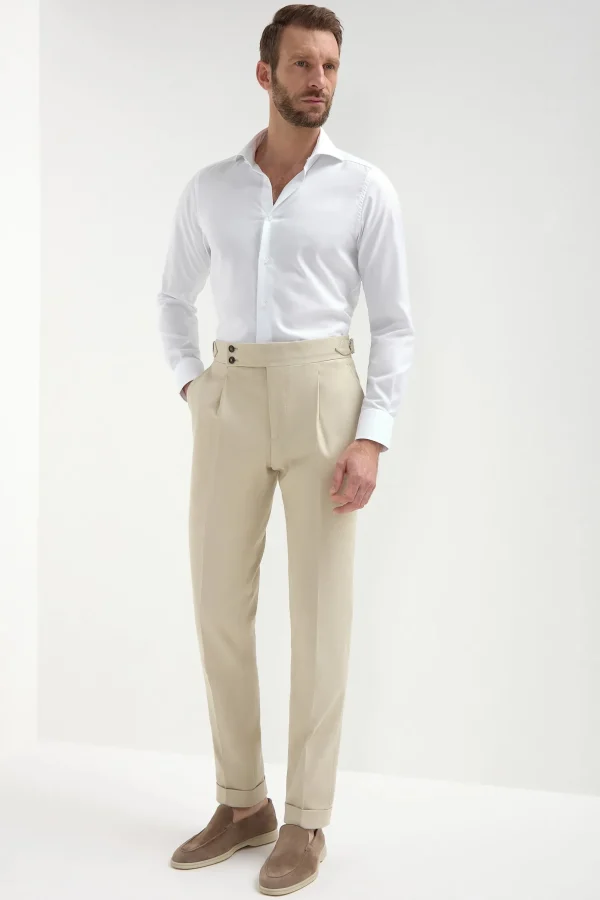 Beige cotton Soragna trousers - Made in Italy