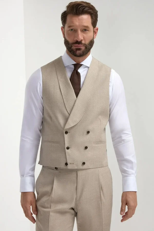 Beige double breasted waistcoat - Made in Italy