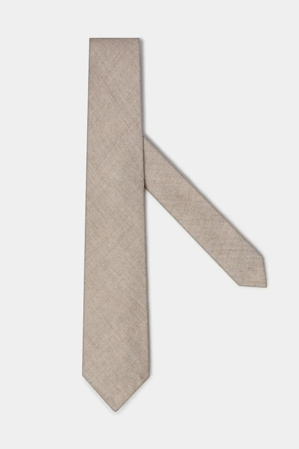 Beige flannel tie - Made In Italy