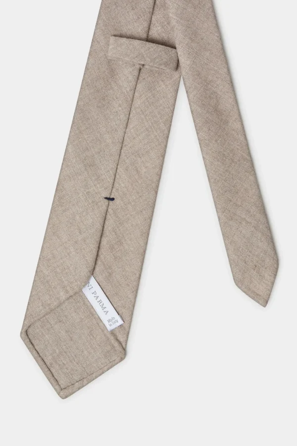 Beige flannel tie - Made In Italy