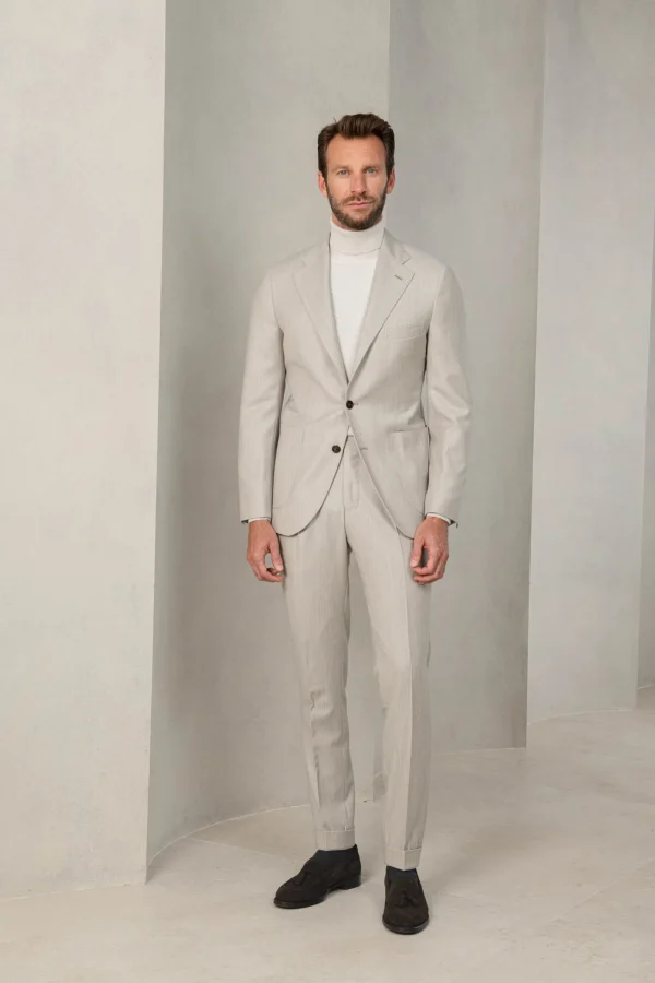 Beige herringbone suit - Made in Italy