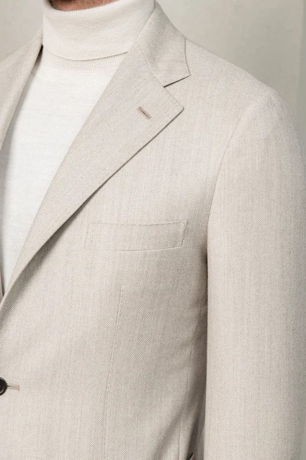 Beige herringbone suit - Made in Italy