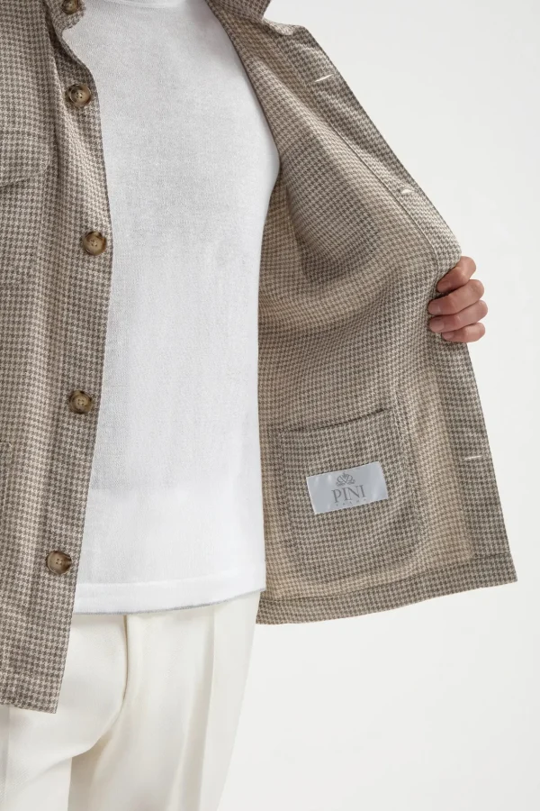 Beige houndstooth safari jacket - Made in Italy