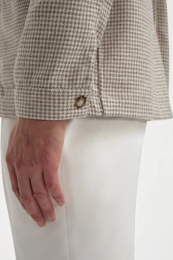 Beige houndstooth safari jacket - Made in Italy