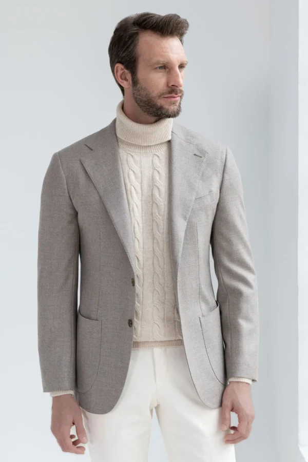 Beige jacket in wool and cashmere - Made in Italy