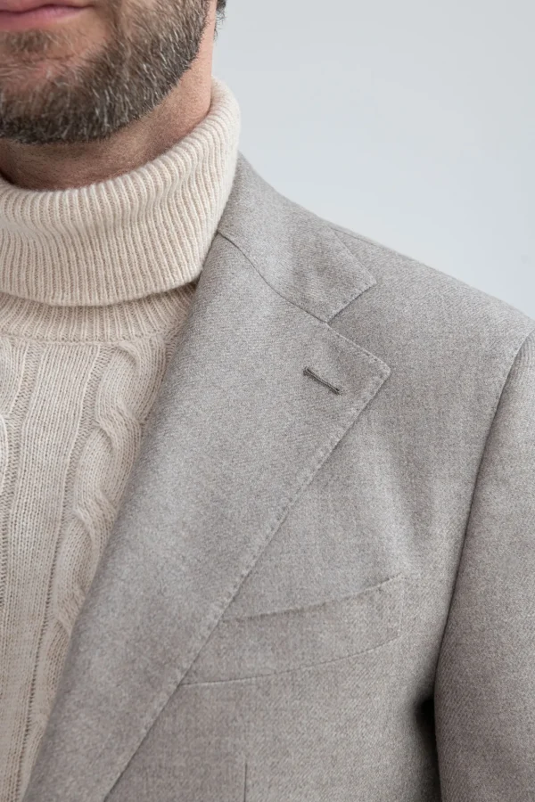 Beige jacket in wool and cashmere - Made in Italy