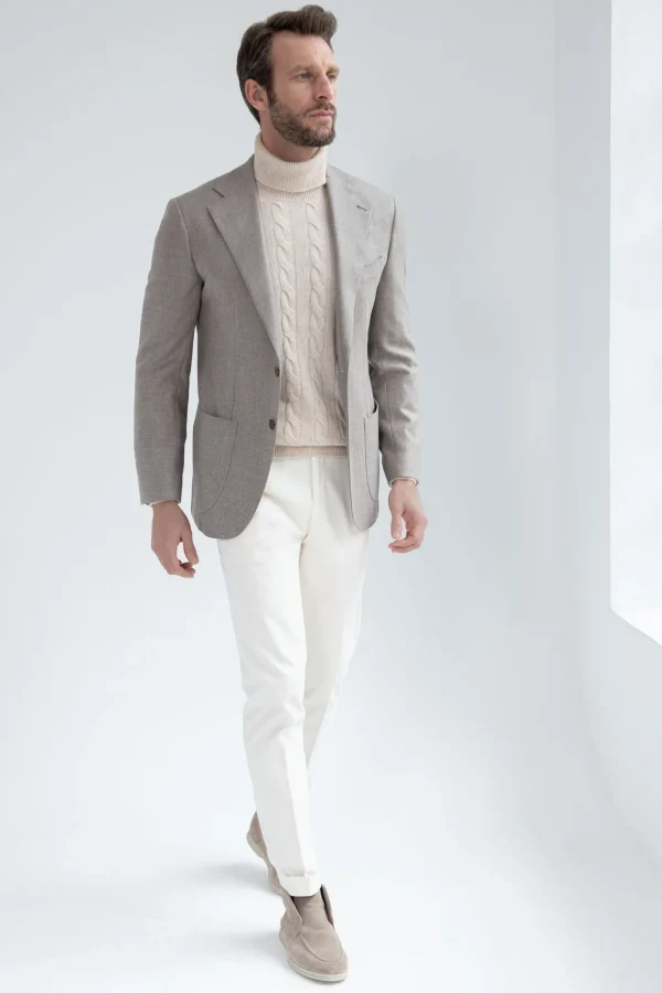 Beige jacket in wool and cashmere - Made in Italy