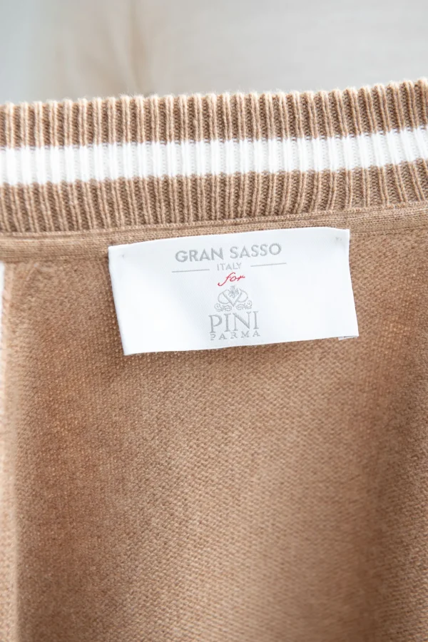 Beige knitted college bomber - Made in Italy
