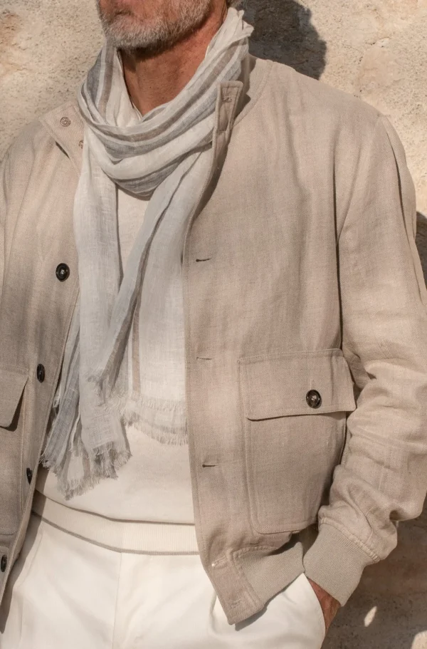 Beige linen bomber jacket – Made in Italy