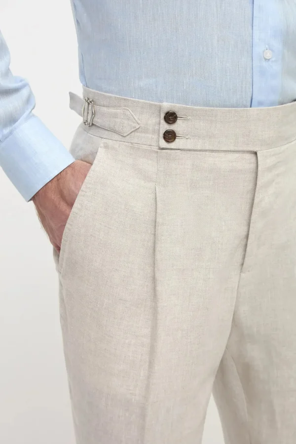 Beige linen Soragna trousers - Made in Italy