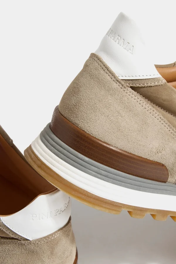 Beige nabuk and suede runners - Made In Italy
