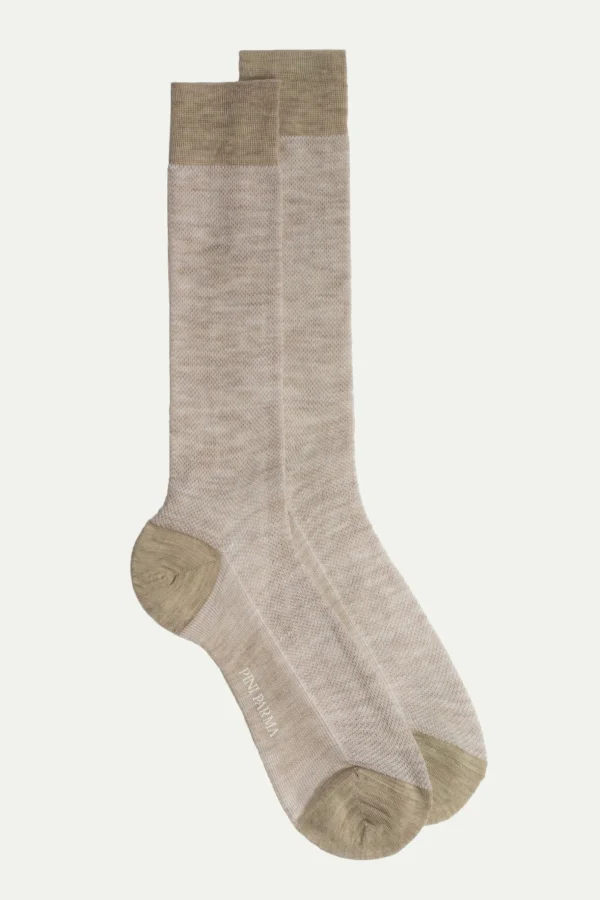 Beige patterned short socks - Made in Italy