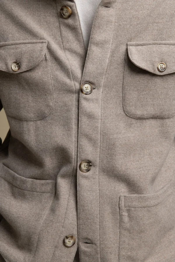Beige Safari Jacket flannel Super 180s – Made in Italy
