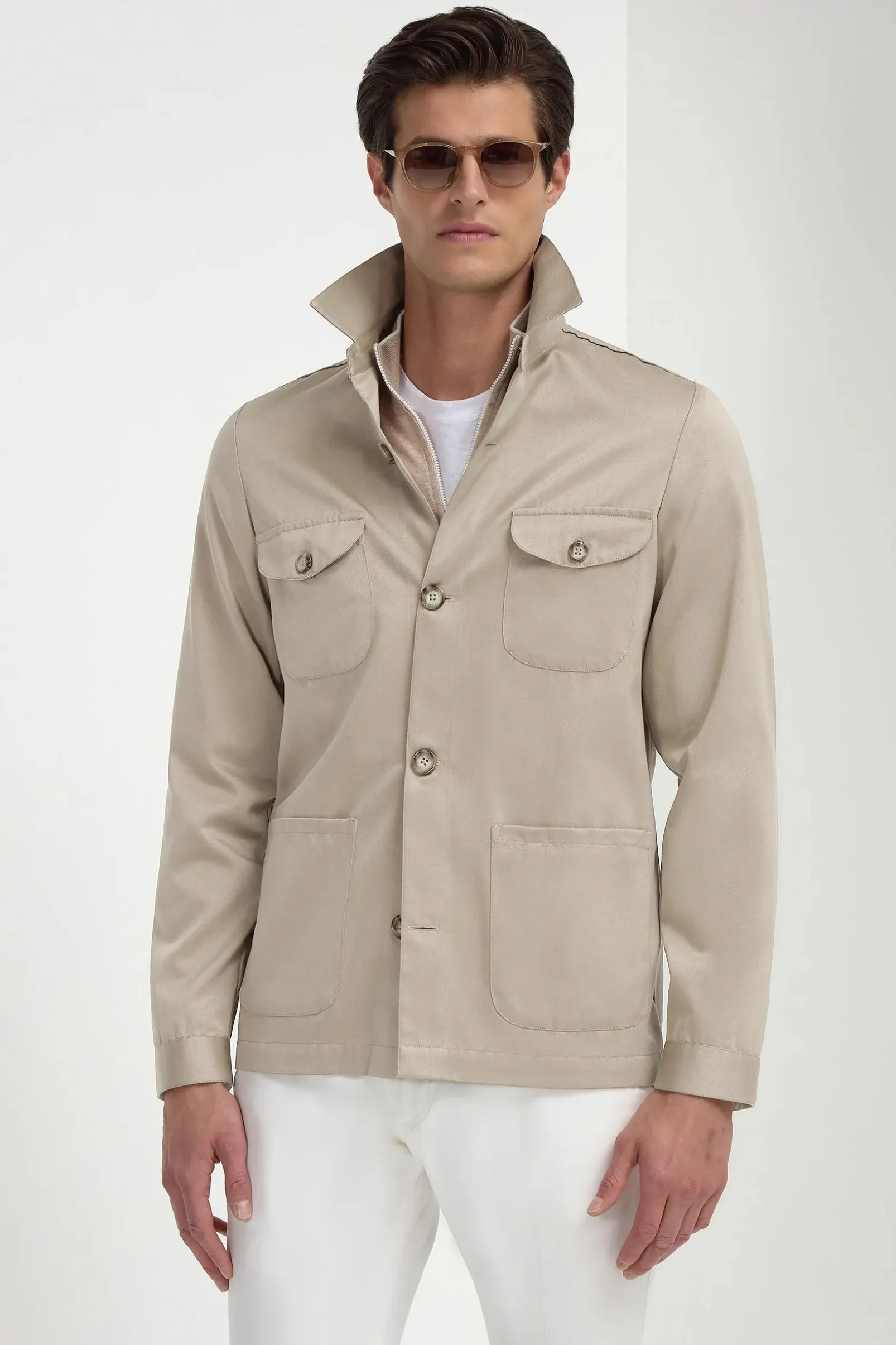 beige_solaro_effect_safar_0.webp Beige solaro effect safari jacket - Made in Italy
