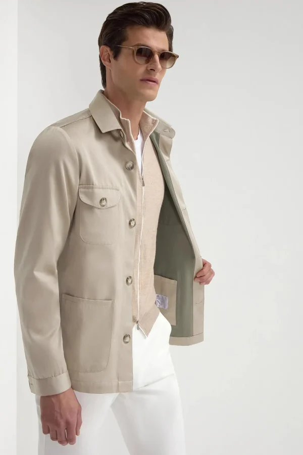 Beige solaro effect safari jacket - Made in Italy