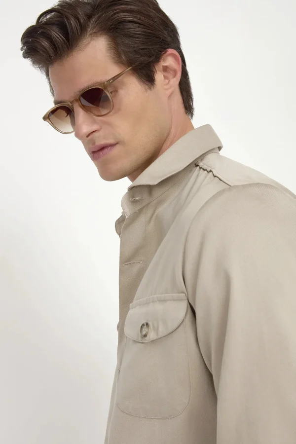 Beige solaro effect safari jacket - Made in Italy
