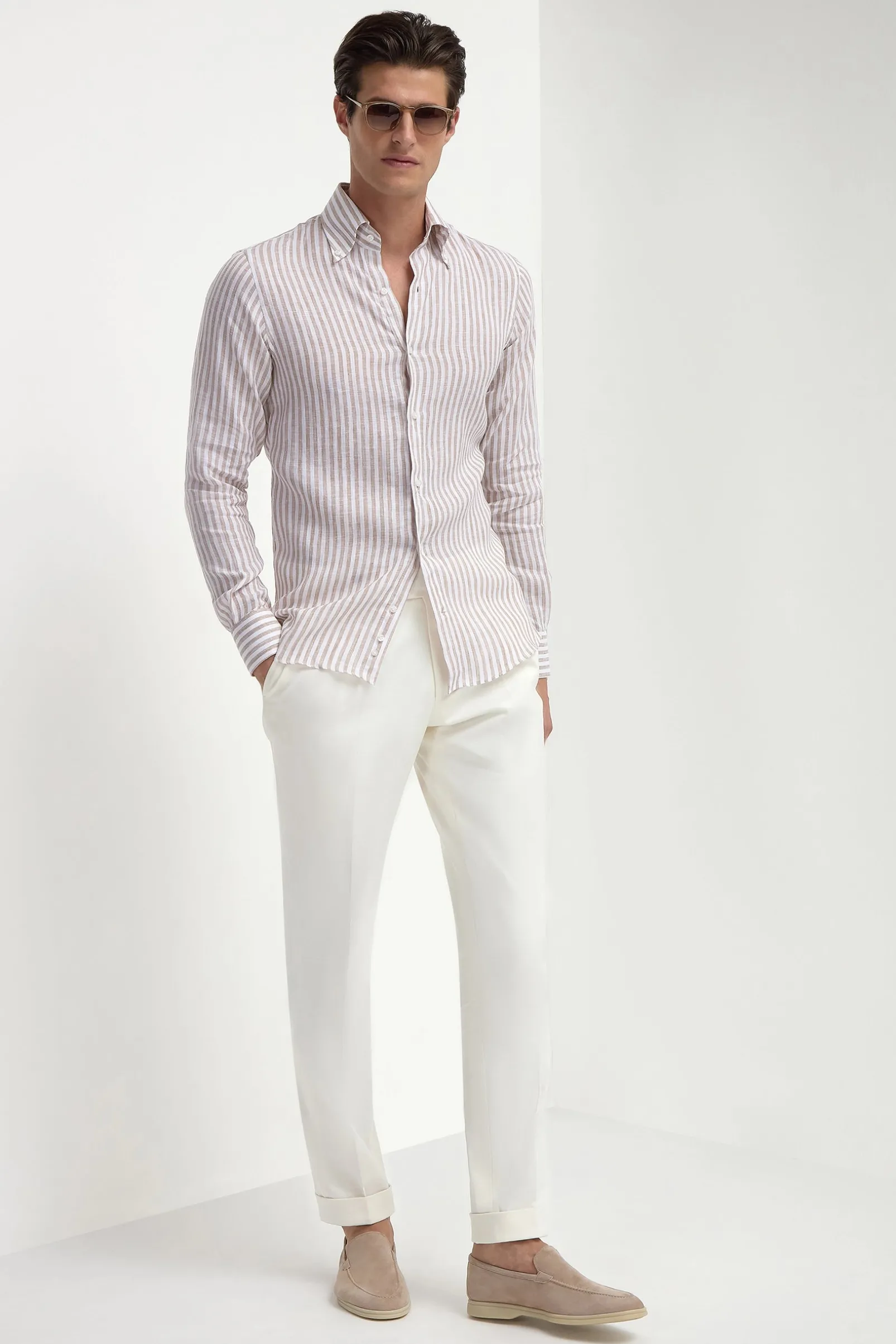 beige_striped_linen_butto_3.webp Beige striped linen button down shirt - Made in Italy