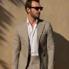 Beige striped suit - Made in Italy