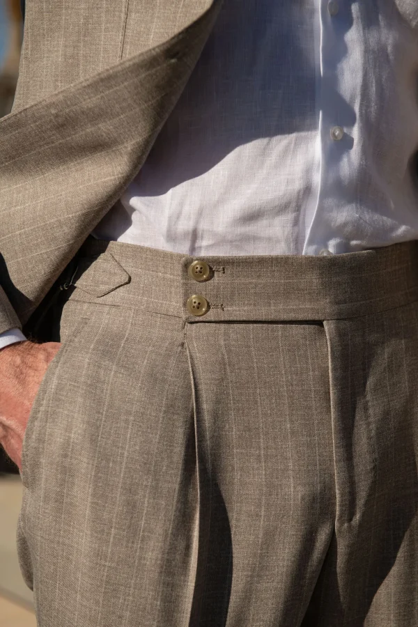 Beige striped suit - Made in Italy