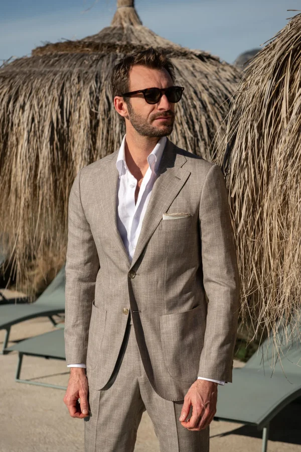 Beige striped suit - Made in Italy