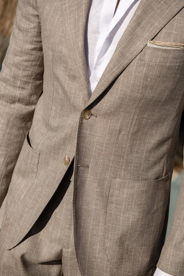 Beige striped suit - Made in Italy