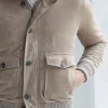 Beige suede bomber – Made in Italy