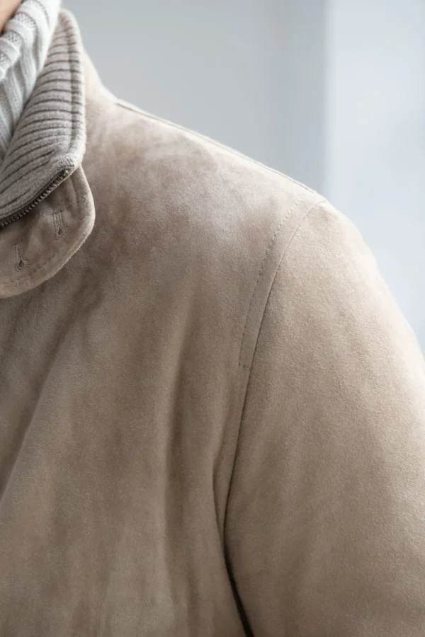 Beige suede bomber – Made in Italy