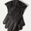 Black deerskin leather gloves - Made in Italy