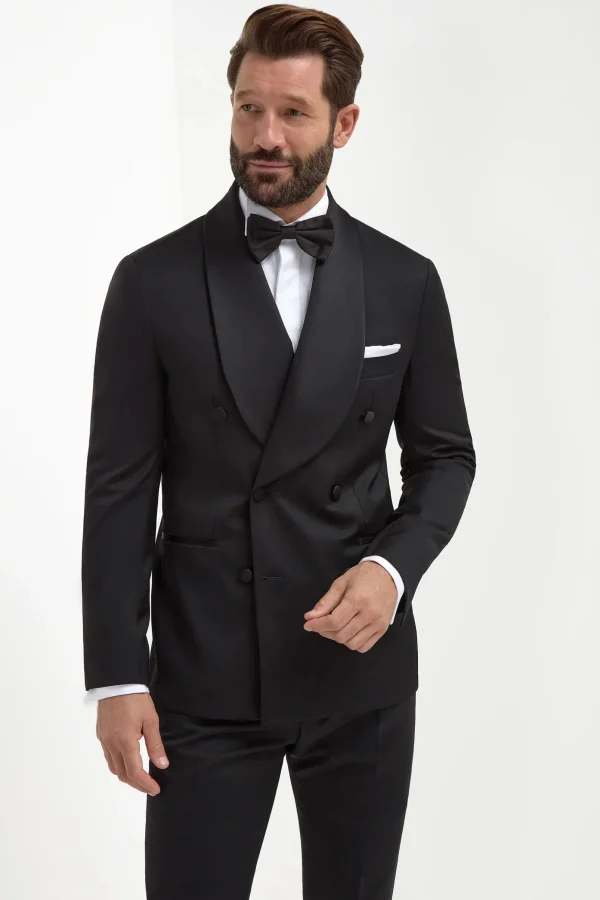Black double breasted tuxedo jacket - Made in Italy